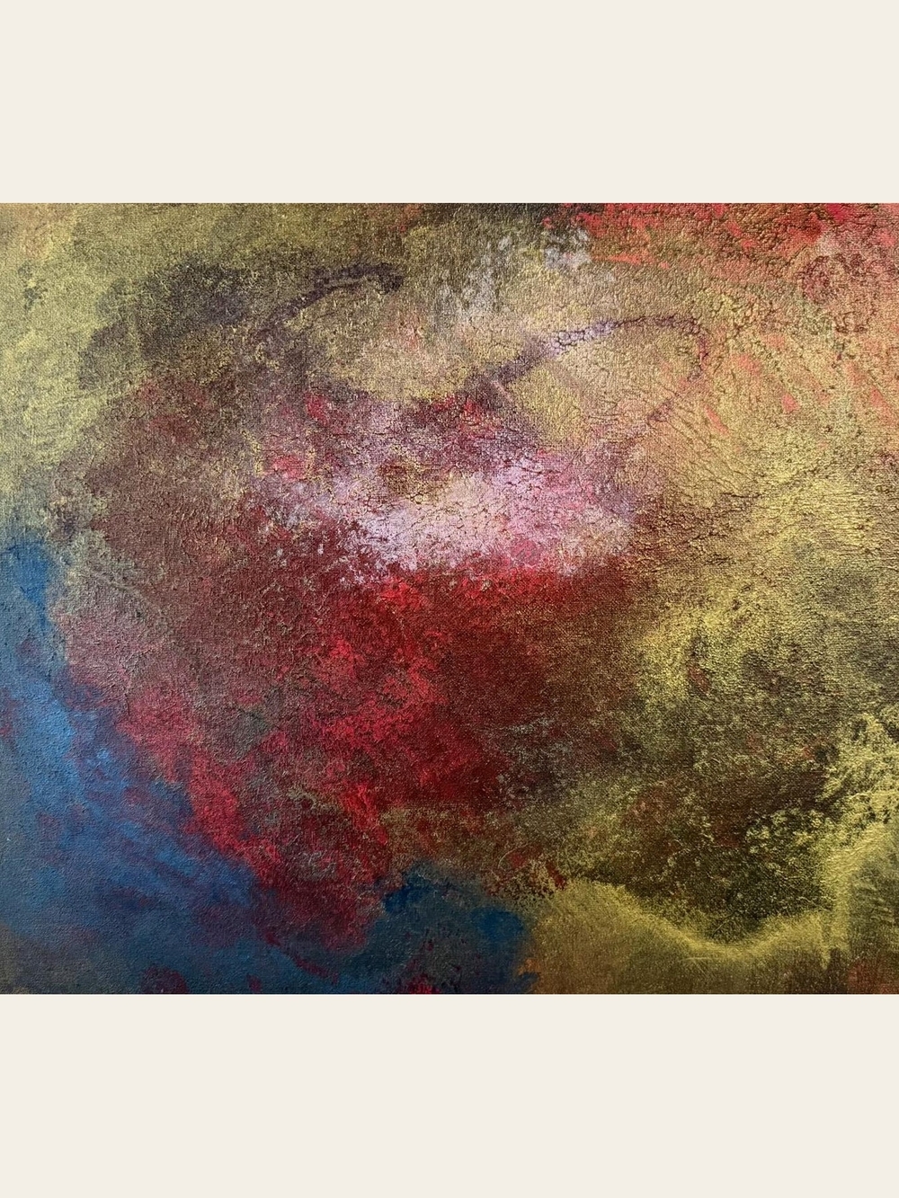 "Simply Precious" Abstract Metallic Wall Art in Red, Gold, Blue